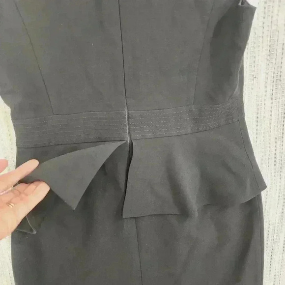 Ann Taylor Cap Sleeve Midi Dress 8 Black Ruffle Details work career - Picture 5 of 9